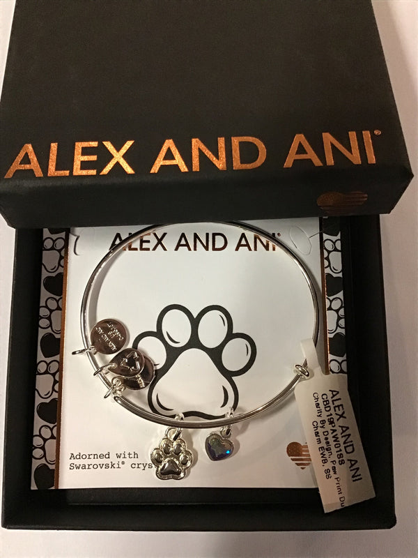 Alex and Ani Initial R Charm Bangle Bracelet in Shiny Silver