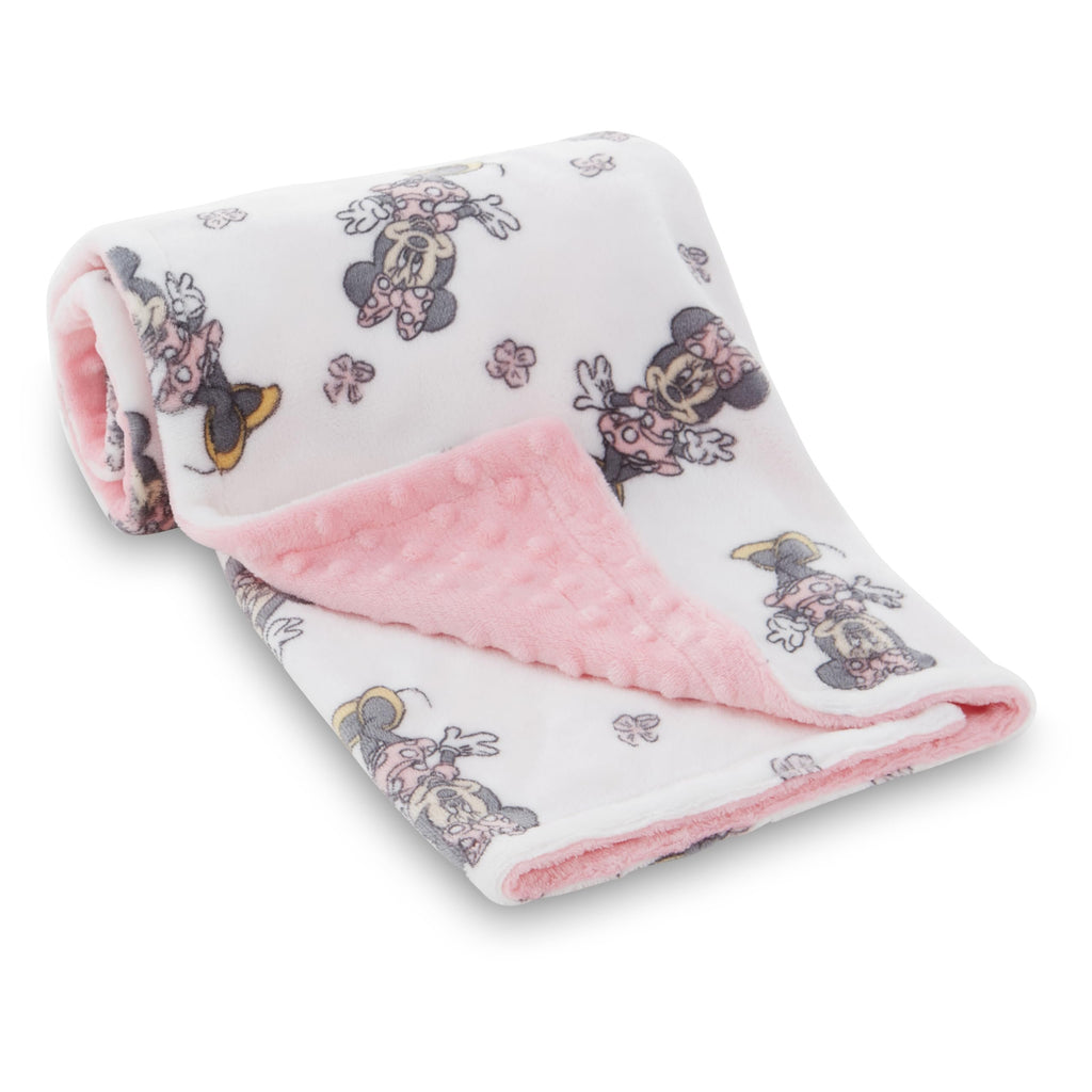 Disney Mickey and Minnie 2-Ply Infant Blanket - Soft Printed Mink Front, Textured Back - Cozy and Warm Baby Blanket for Boys and Girls, 30x40 Inches