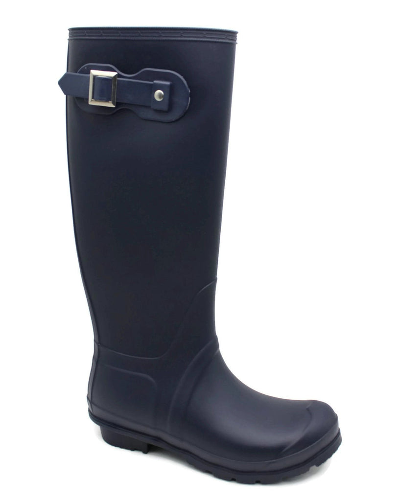 Navy Smooth Finish 7 Mobesano Women's Ladies Tall High Waterproof Rain Snow Winter Boots Assorted Colors Wellington Wellies