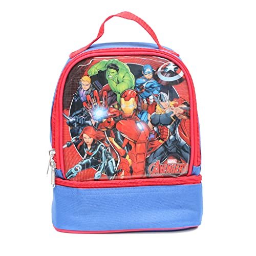 Ruz Avengers Dual Compartment Dome Lunch Box, Red/Blue