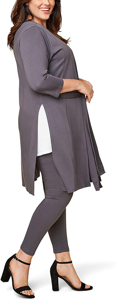 Seek No Further by Fruit of the Loom Women's Plus Size Ponte Open Front Long Cardigan