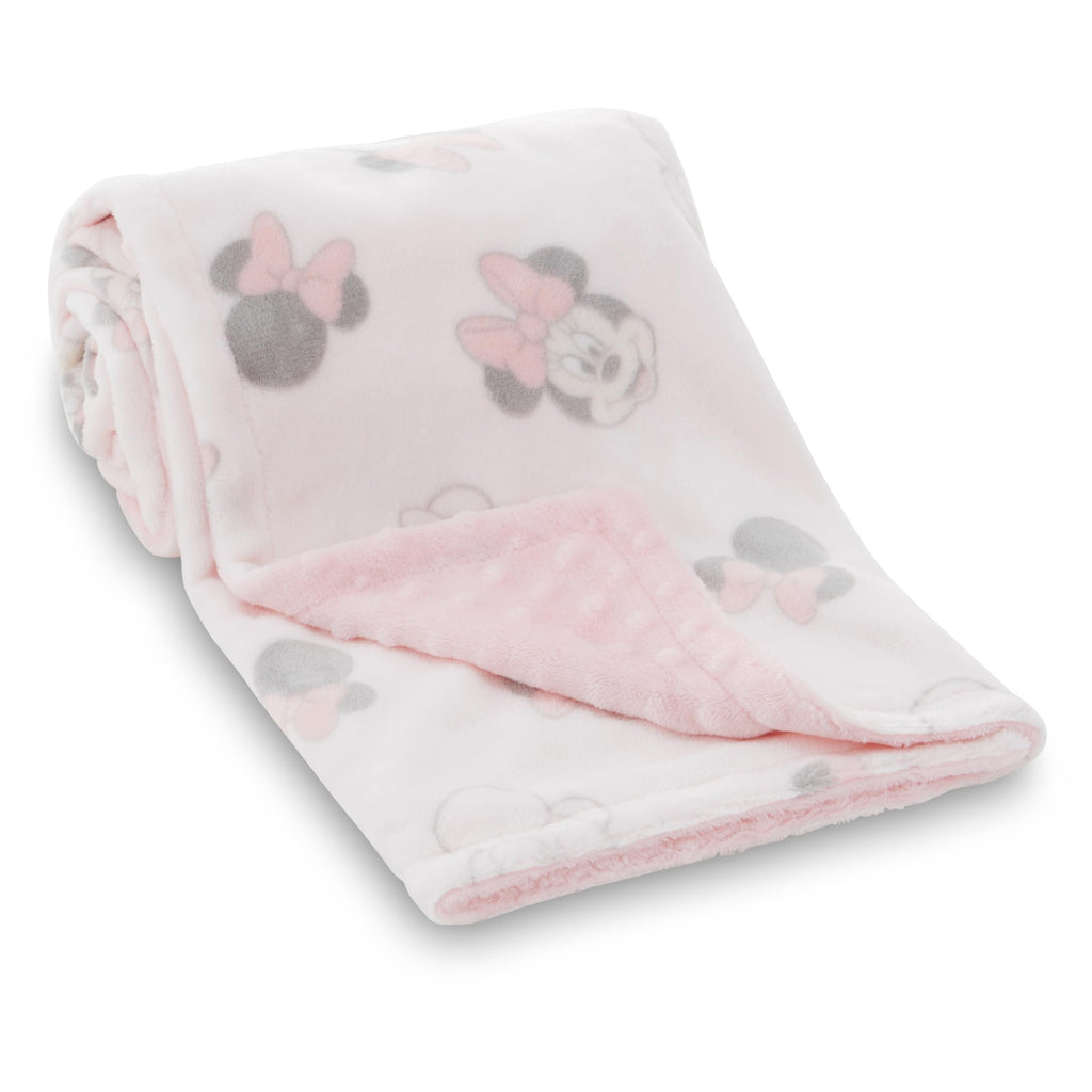 Disney Mickey and Minnie 2-Ply Infant Blanket - Soft Printed Mink Front, Textured Back - Cozy and Warm Baby Blanket for Boys and Girls, 30x40 Inches