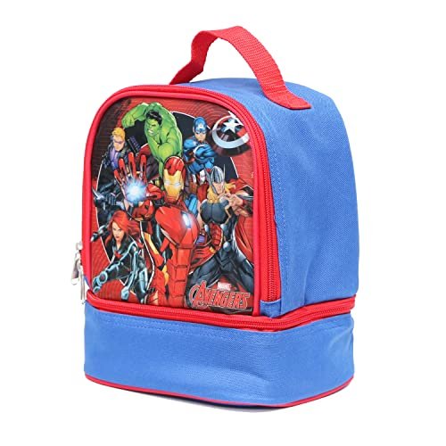 Ruz Avengers Dual Compartment Dome Lunch Box, Red/Blue