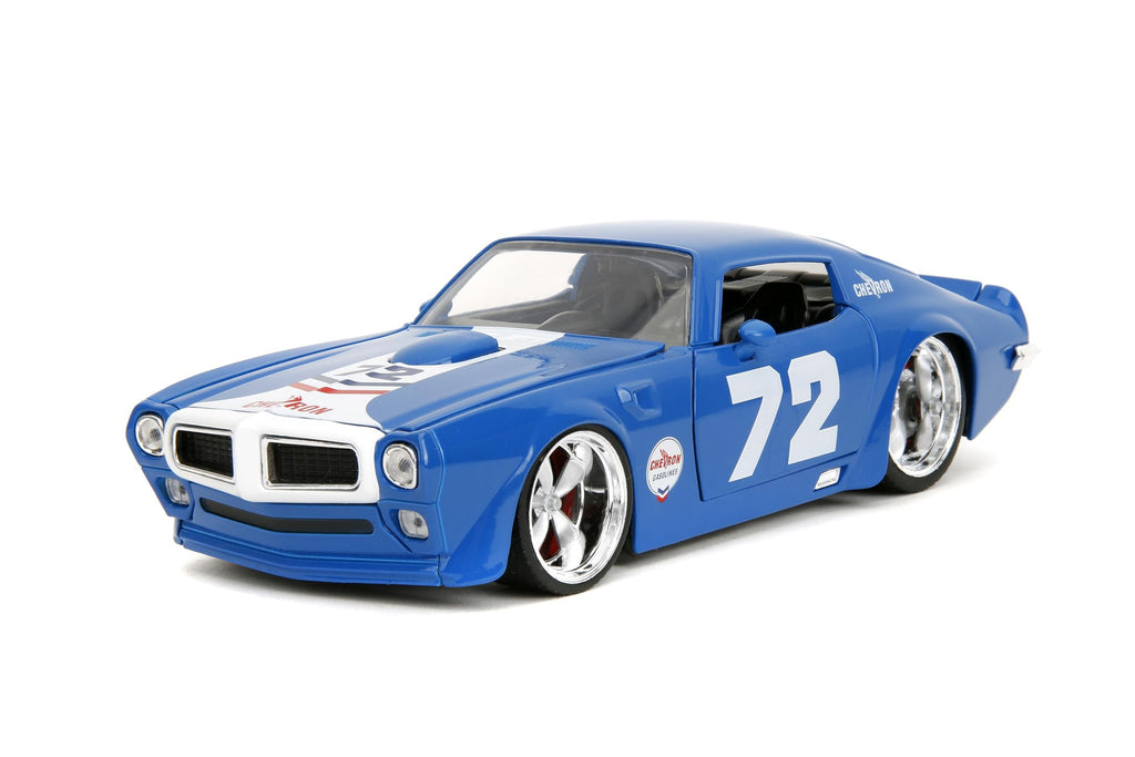 Big Time Muscle Chevron 1:24 1972 Pontiac Firebird Die-Cast Car, Toys for Kids and Adults(Blue)