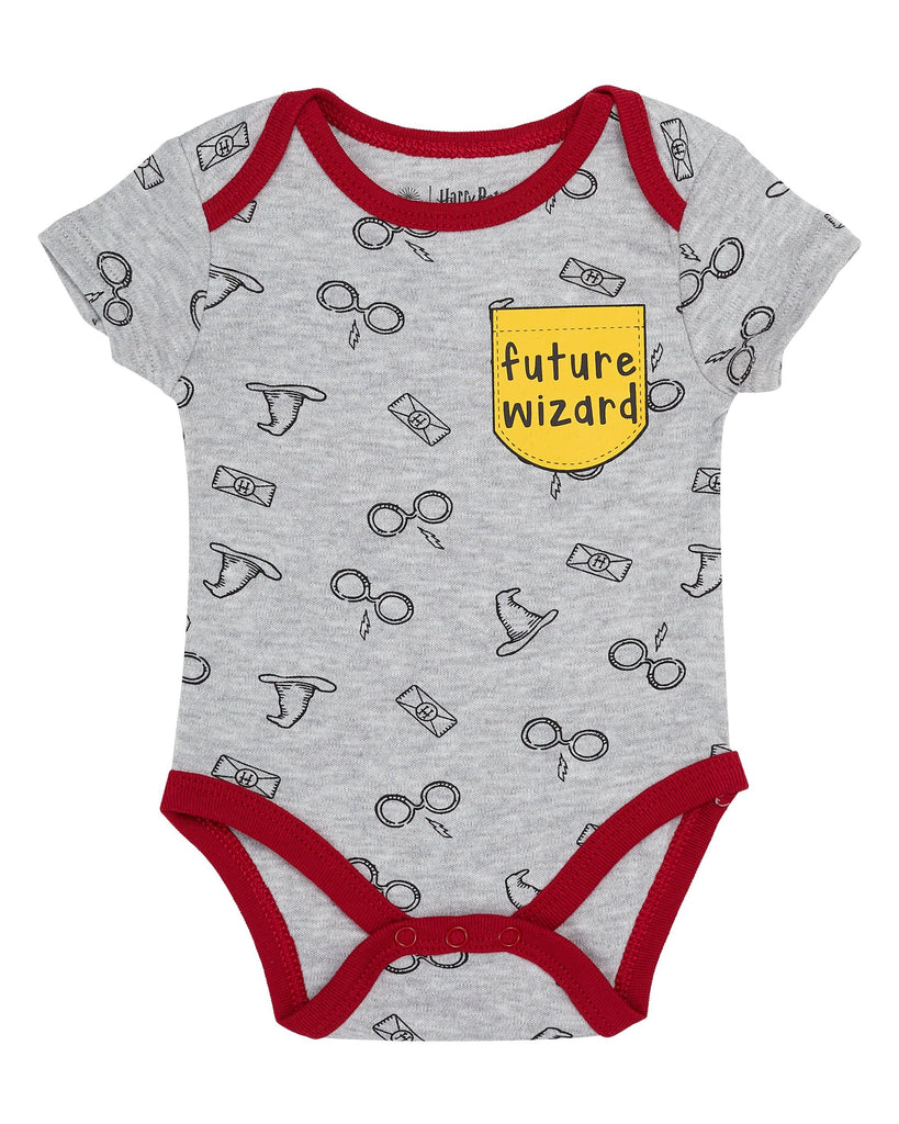 Harry Potter Baby Boys’ Short Sleeve Bodysuit Multipack Gift For Baby Girl or Boy Baby Clothes (Burgundy, 0-3 Months)