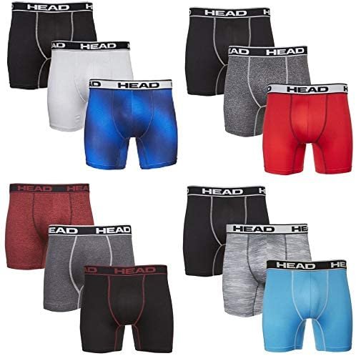 Assorted Performance Boxer Briefs HEAD Mens Performance Boxer Briefs - 12-Pack Athletic Fit Breathable Tagless Underwear S-5XL Regular or Plus Size