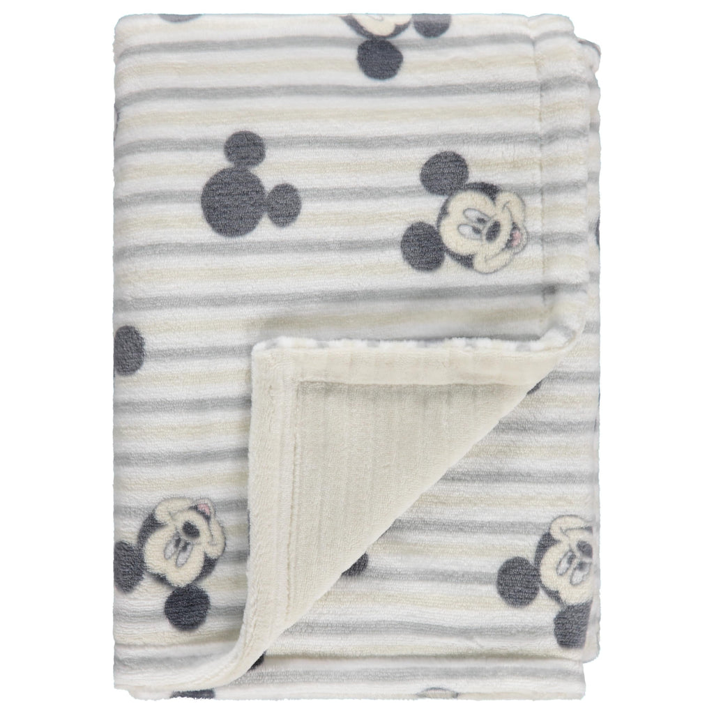 Disney Mickey and Minnie 2-Ply Infant Blanket - Soft Printed Mink Front, Textured Back - Cozy and Warm Baby Blanket for Boys and Girls, 30x40 Inches