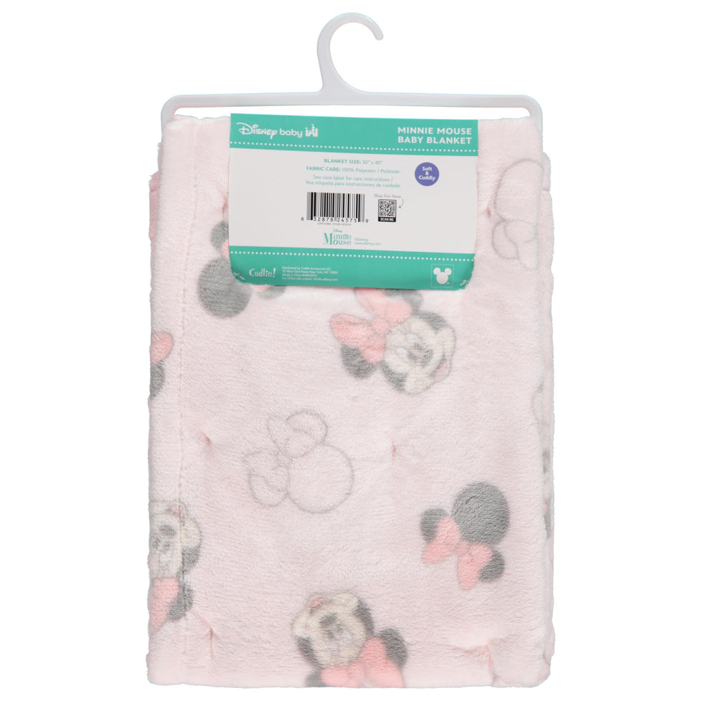 Disney Mickey and Minnie 2-Ply Infant Blanket - Soft Printed Mink Front, Textured Back - Cozy and Warm Baby Blanket for Boys and Girls, 30x40 Inches