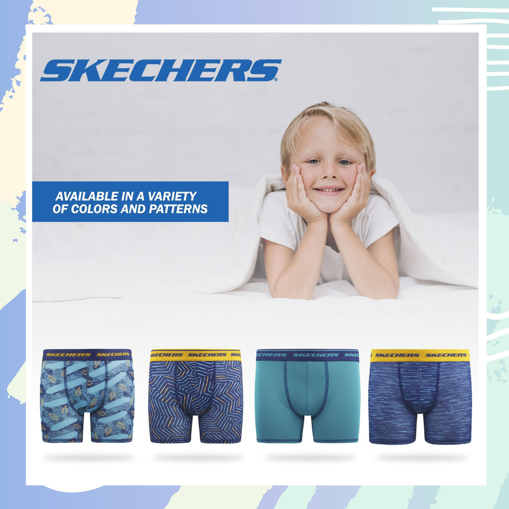 Sketchers Boys Underwear 4 Pack Boxer Briefs for Boys Durable Stretch Breathable Moisture Wicking