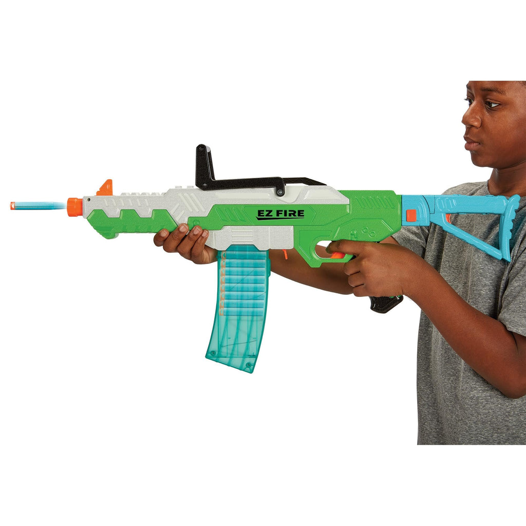 Air Warriors: EZ Fire Blaster - Rifle Dart Blaster, 20 Accu-Blast Darts & Banana Clip, EZ Shot Technology, Shotts Up to 80ft, Kids Toy, Ages 6+