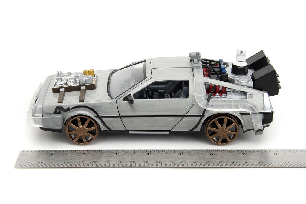 Back to The Future Part III 1:24 Time Machine Rail Wheels Die-Cast Car, Toys for Kids and Adults