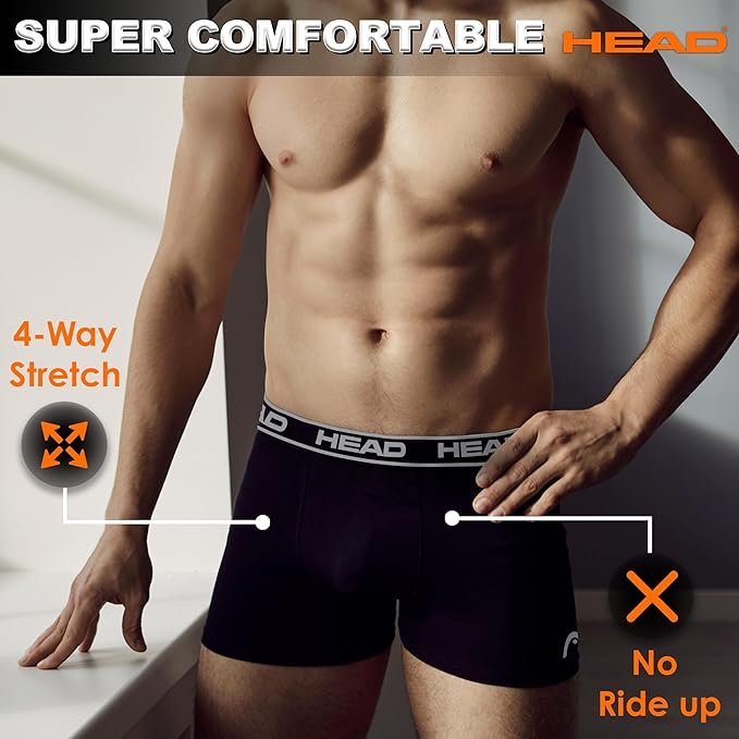 HEAD Mens Performance Boxer Briefs - 12-Pack Performance Fit Breathable Tagless Underwear S-5XL Regular or Plus Size