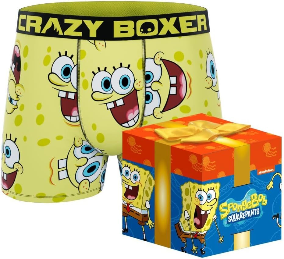 CRAZYBOXER Men's Underwear Spongebob Squarepants Anti-irritation Comfortable Boxer Brief Breathable