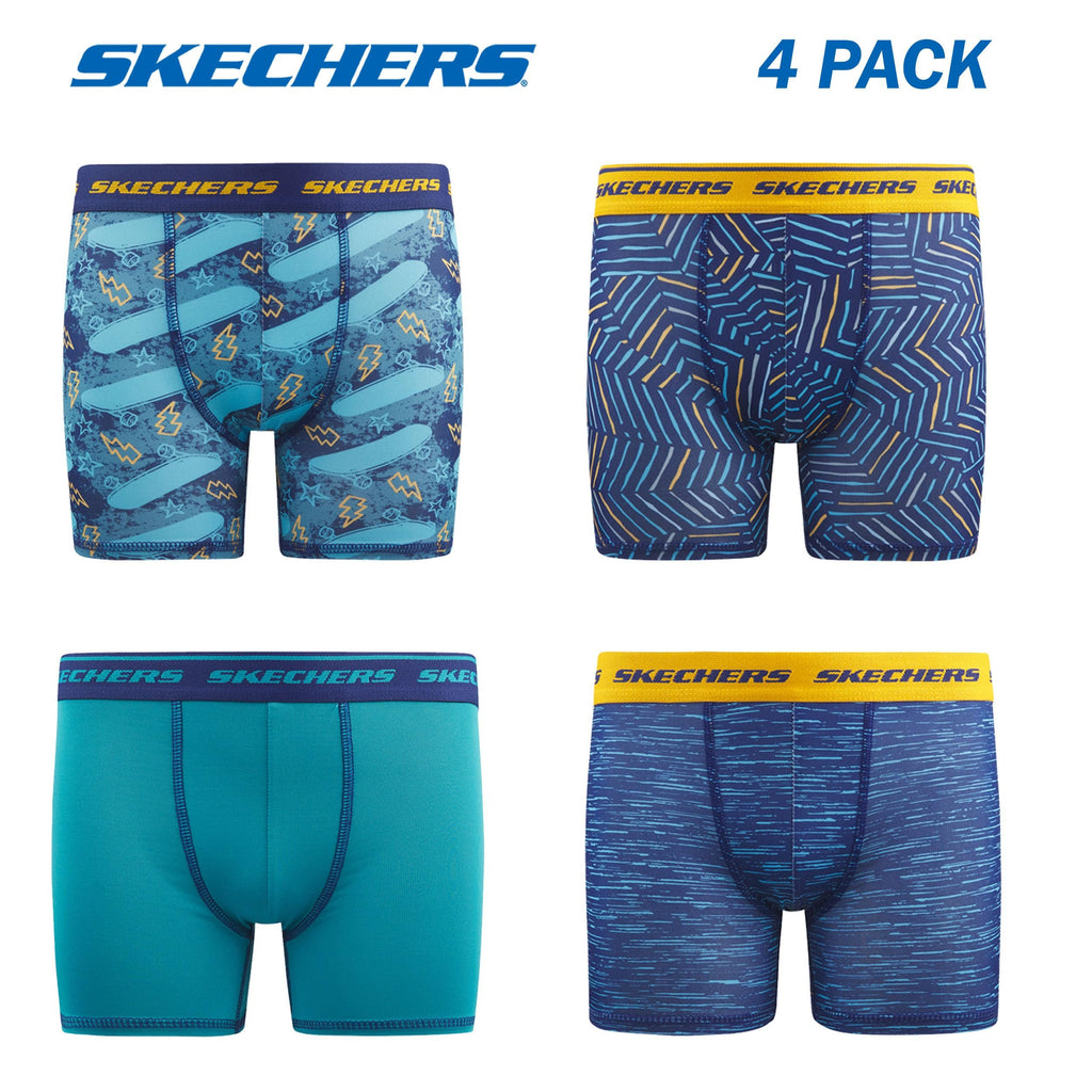 Sketchers Boys Underwear 4 Pack Boxer Briefs for Boys Durable Stretch Breathable Moisture Wicking