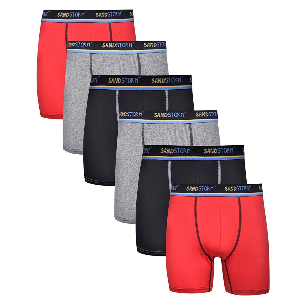 With Fly - Assorted Briefs Sand Storm Mens Performance Boxer Briefs - 6-Pack No-Fly Tagless Breathable Underwear S-5XL Regular or Plus Size