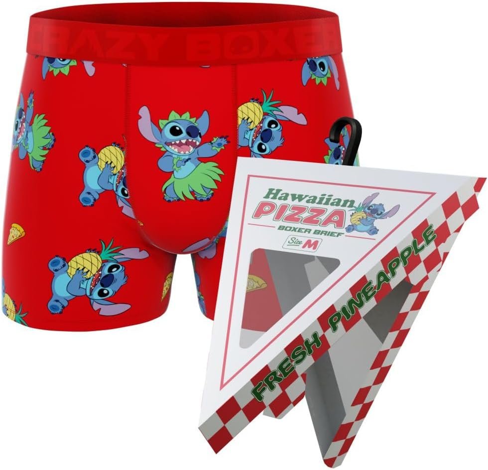 CRAZYBOXER Men's Underwear Disney Tropical Stitch Non-slip waistband Soft Boxer Brief Distortion-free