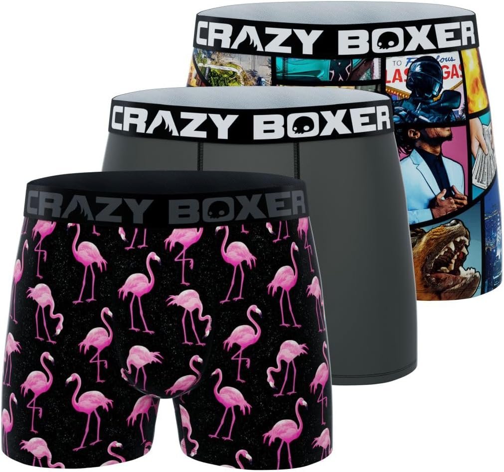 CRAZYBOXER Men's Underwear Breathable Resistant Boxer Brief Distortion-free (3 PACK)