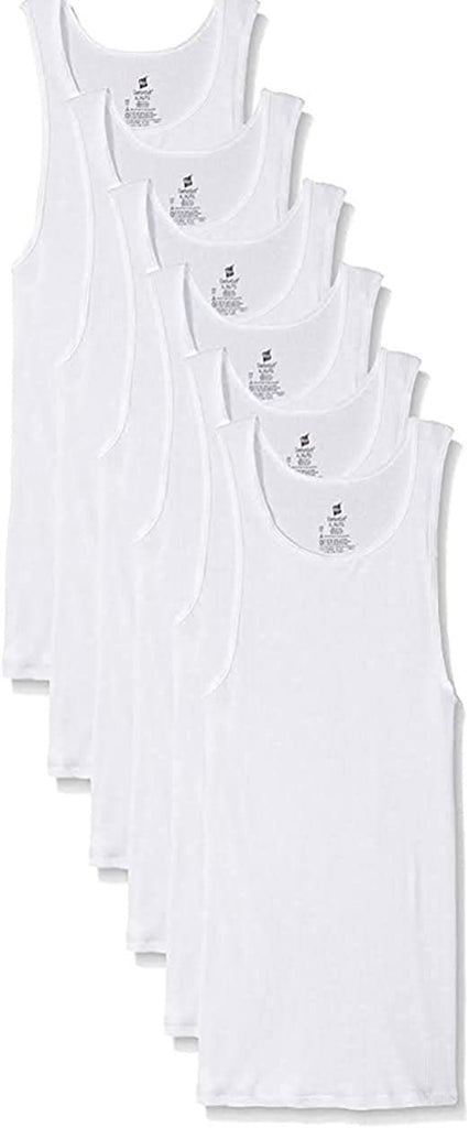 Hanes Men's Tanks A-Shirts 6-Pack Cotton Tagless Soft Breathable Cool Comfort Slightly Imperfect