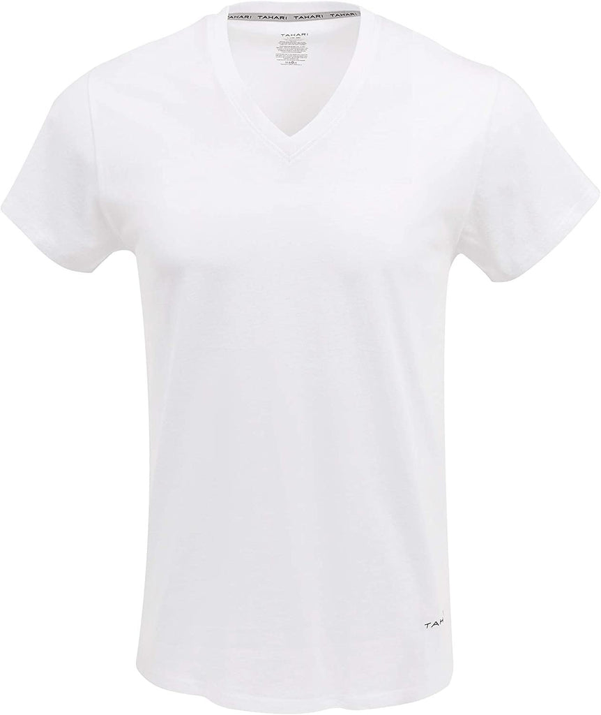 TAHARI Mens 3pk White Undershirts Vnecks Multi Pack Short-Sleeve T-Shirt