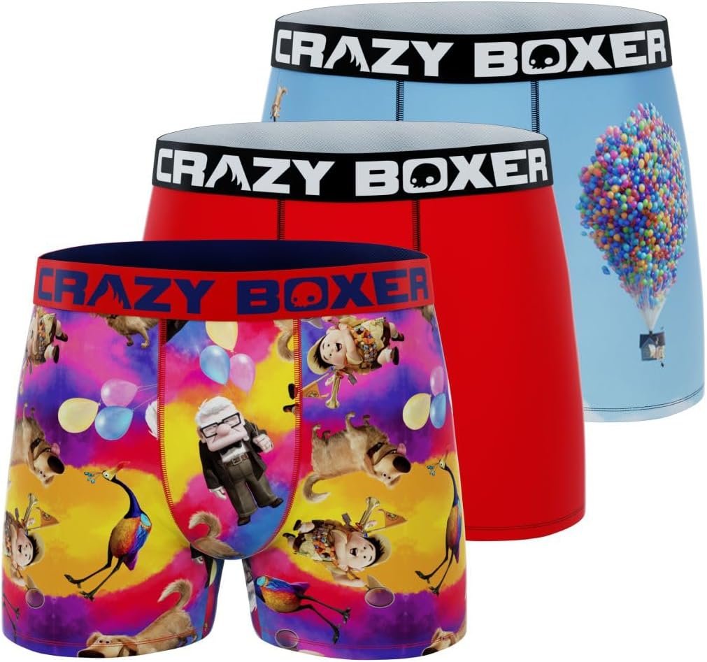 CRAZYBOXER Men's Underwear Disney Classic Original Distortion-free Boxer Brief Soft (3 PACK)