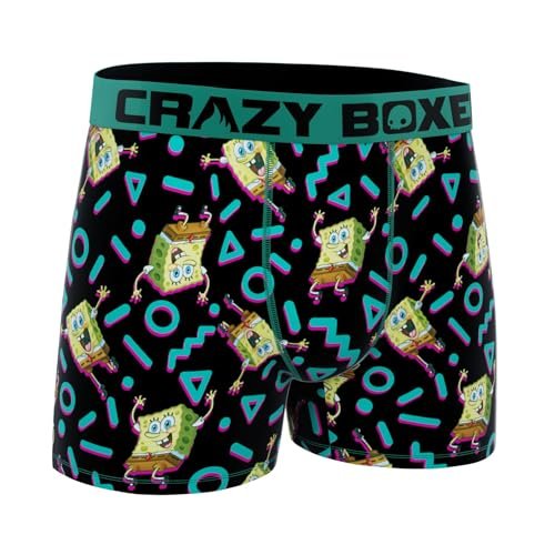 CRAZYBOXER Men's Underwear Spongebob Squarepants Original Resistant Boxer Brief Soft