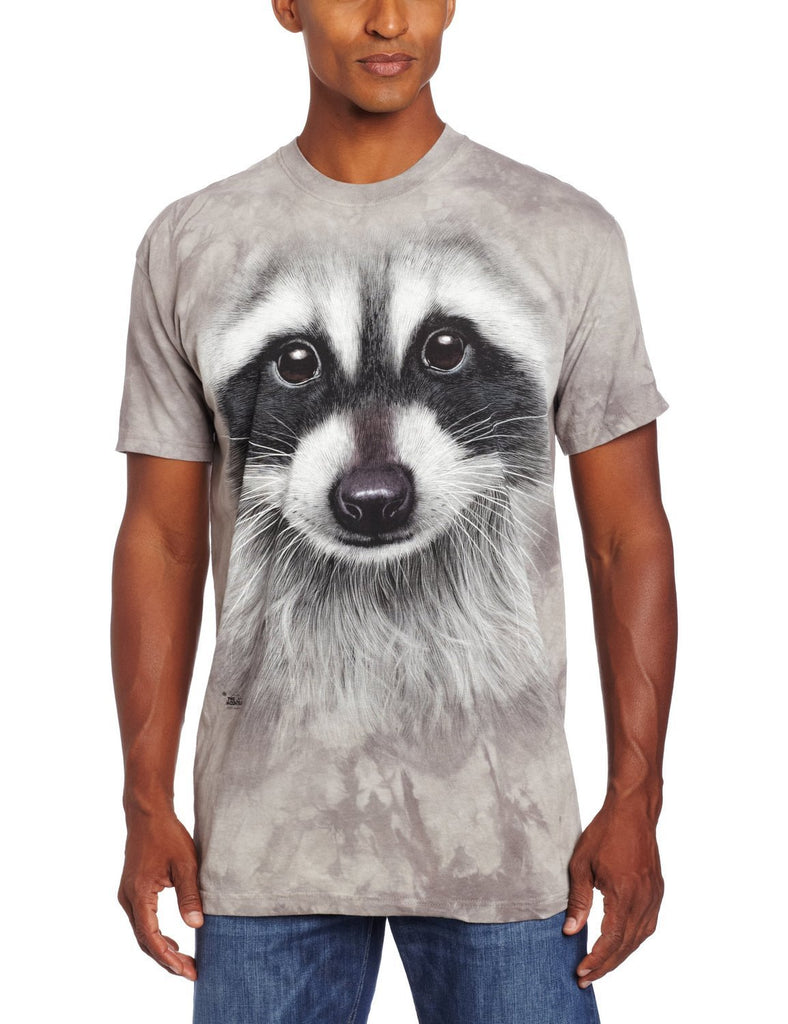 The Mountain Raccoon Face Adult T-Shirt, Grey, XL