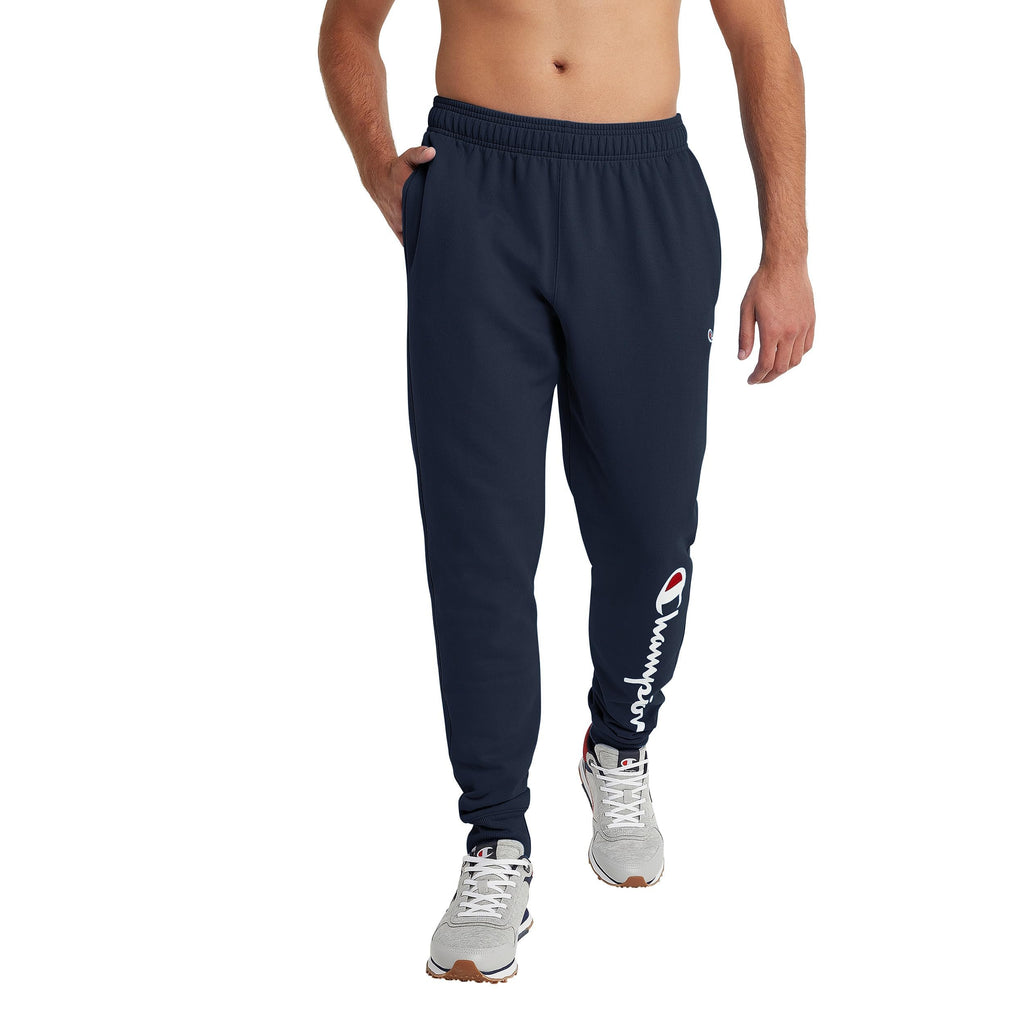 Champion, Powerblend, Fleece Joggers, Comfortable Sweatpants for Men (Reg. or Big, Black Script, XX-Large Tall