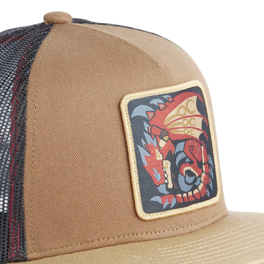 [X] CAPSLAB Trucker Hat Monster Hunter One Size Fits All Embroided Patch Flat Bill Hat Breathable Mesh