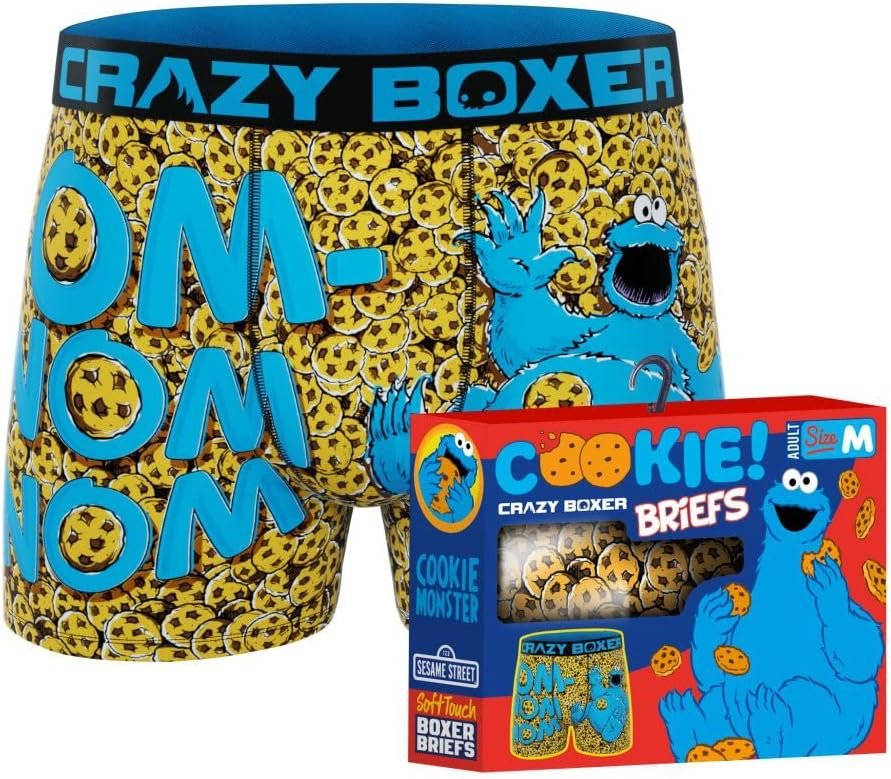 CRAZYBOXER Men's Underwear Sesame Street Freedom of movement Stretch Boxer Brief Durable (Creative Packaging)