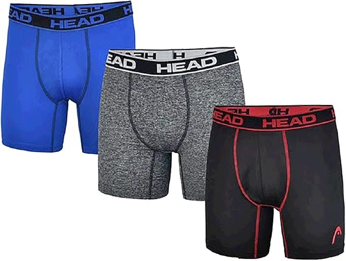 HEAD Mens Performance Boxer Briefs - 12-Pack Performance Fit Breathable Tagless Underwear S-5XL Regular or Plus Size