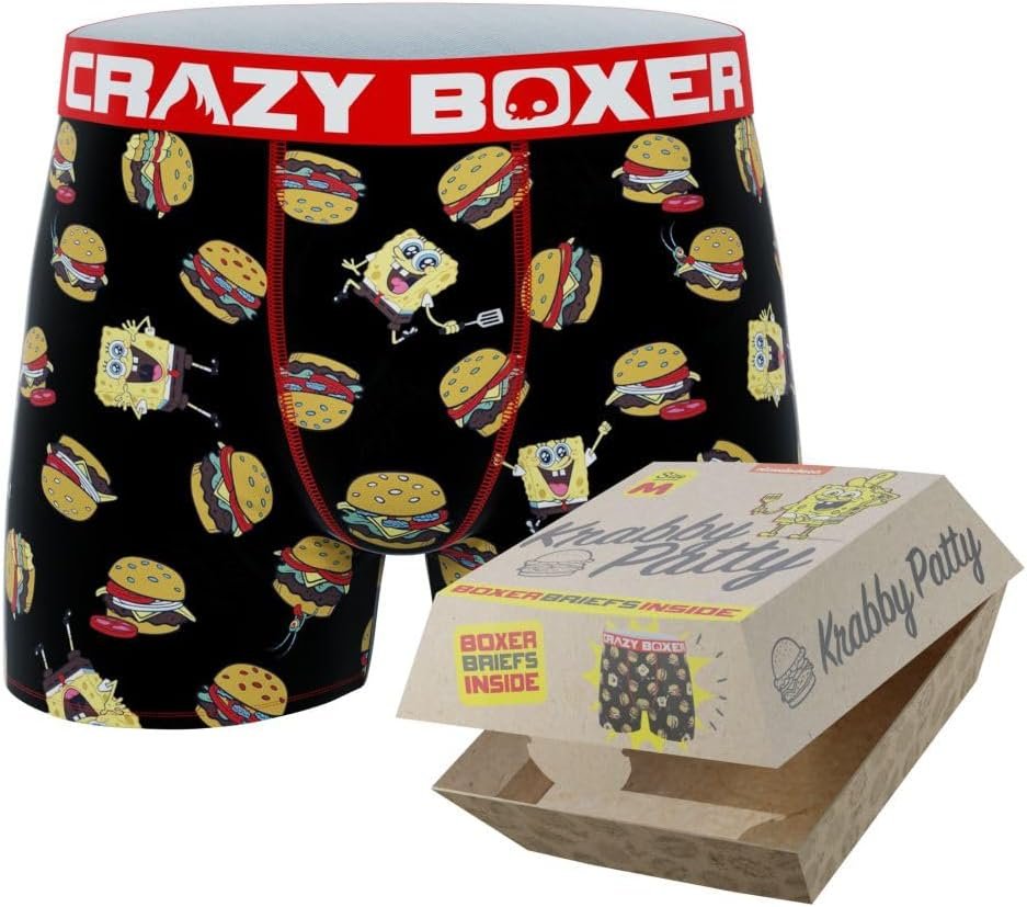 CRAZYBOXER Men's Underwear Spongebob Squarepants Anti-irritation Comfortable Boxer Brief Breathable