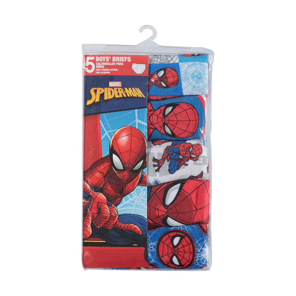 Spiderman Boys' Little 100% Combed Cotton Brief Multipacks with Multiple Print Choices Available in Sizes 4, 6, 8, 10, and 12, 5-Pack