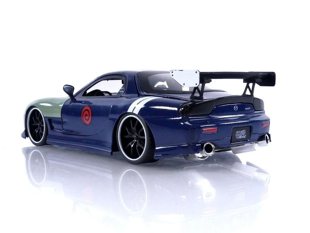 Jada Toys Naruto 1:24 1995 Mazda RX-7 Die-Cast Car & 2.75" Kakashi Hatake Figure, Blue,green