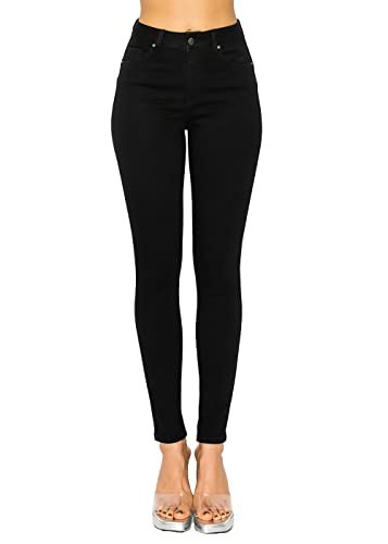 WAX JEAN Women's Repreve Butt I Love You Push-Up High-Rise Skinny Jeans, Black, 7