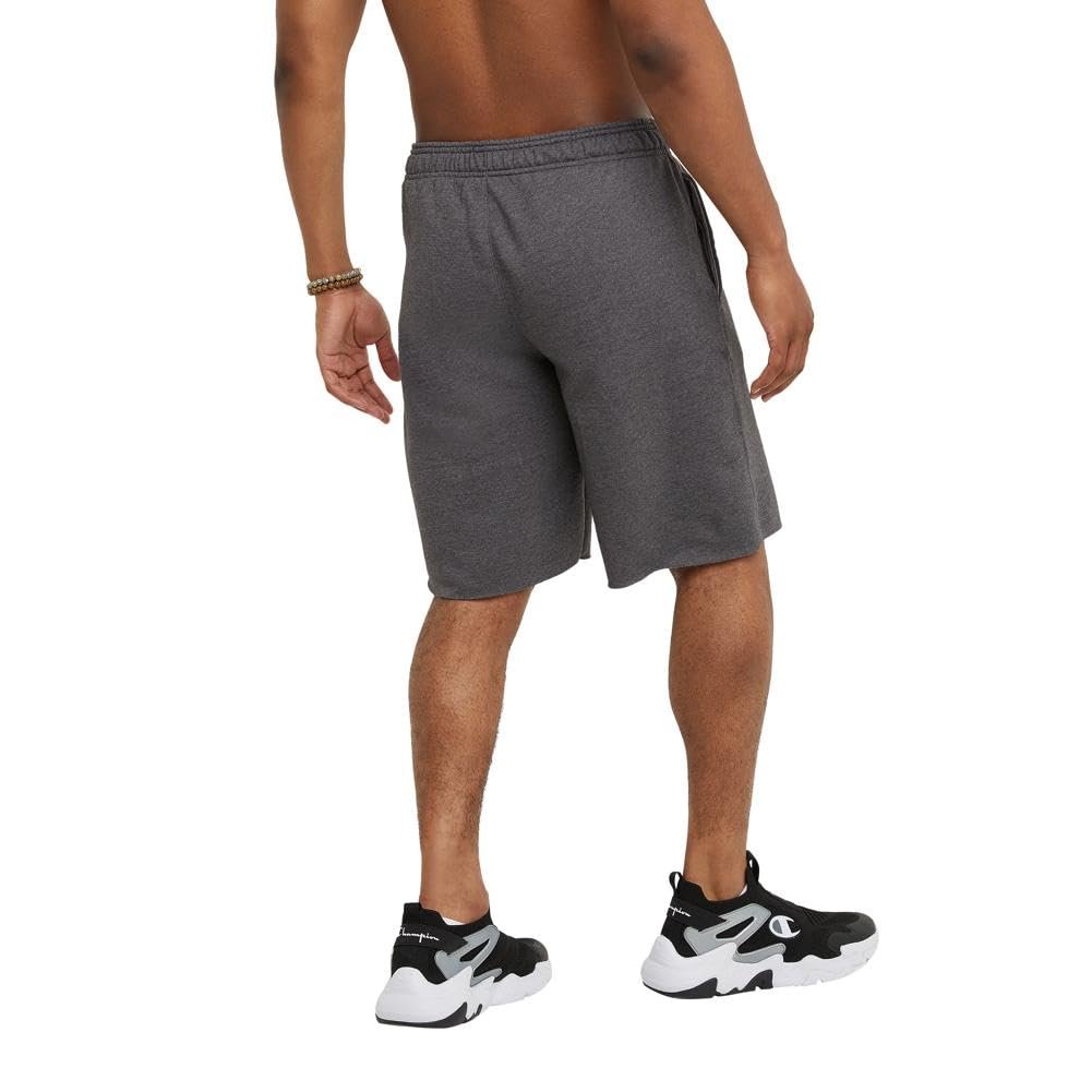 Champion Men's, Powerblend, Fleece Midweight, Athletic Shorts with Pockets (Reg. or Big, Navy C Patch Logo, Large Tall