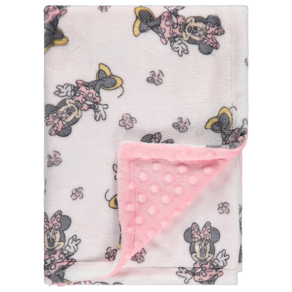 Disney Mickey and Minnie 2-Ply Infant Blanket - Soft Printed Mink Front, Textured Back - Cozy and Warm Baby Blanket for Boys and Girls, 30x40 Inches