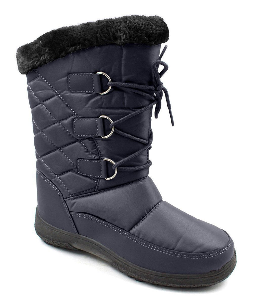 Gray 2502 Ladies Lace-Up Snow Boots