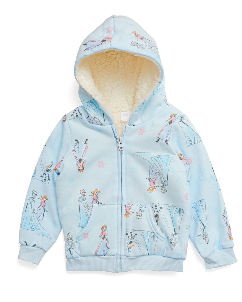 Disney Frozen Girls Toddler Long Sleeve Fleece Pullover Hoodie Sweatshirt (Blue, 3T)