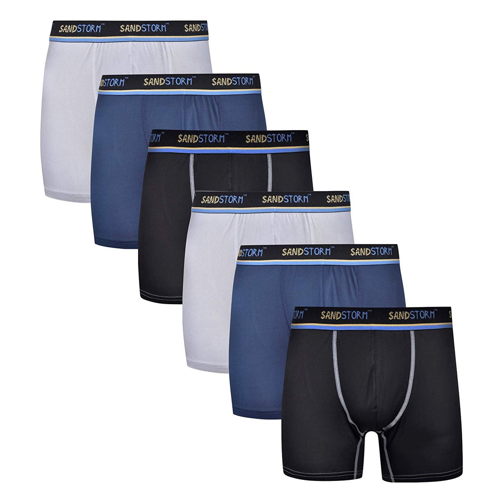 With Fly - Assorted Briefs Sand Storm Mens Performance Boxer Briefs - 6-Pack No-Fly Tagless Breathable Underwear S-5XL Regular or Plus Size