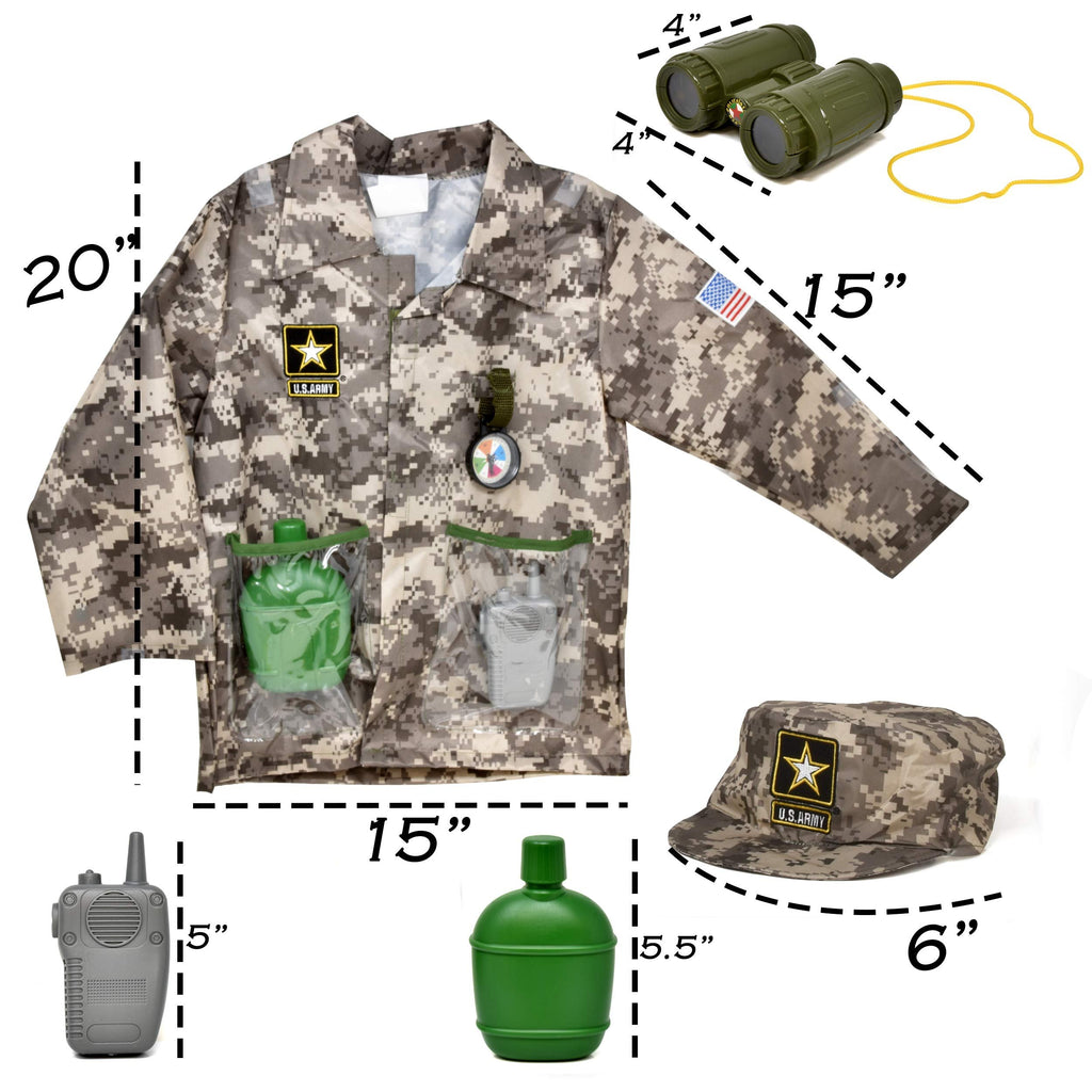 US Army Kids Army Soldier Costume Children's Deluxe Combat Military Soldier Role Play Dress Up, Camouflage Costume Set with Cap for Boys Kids and Toddlers