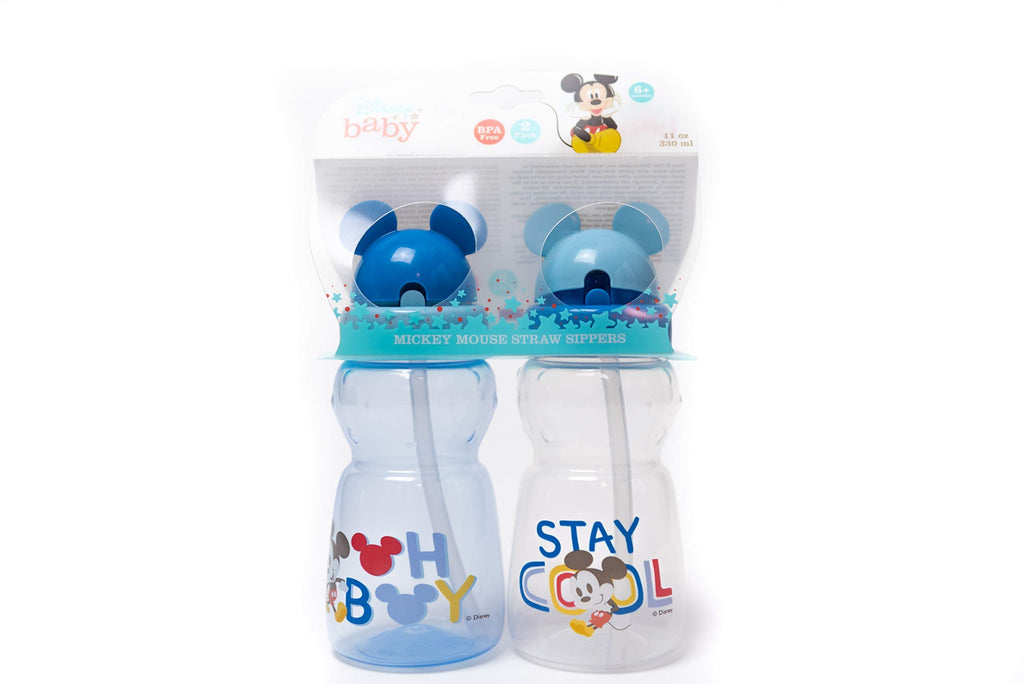 Cudlie Disney Mickey Mouse 11oz Baby Boy's Set of Two Straw Sippers, Stay Cool