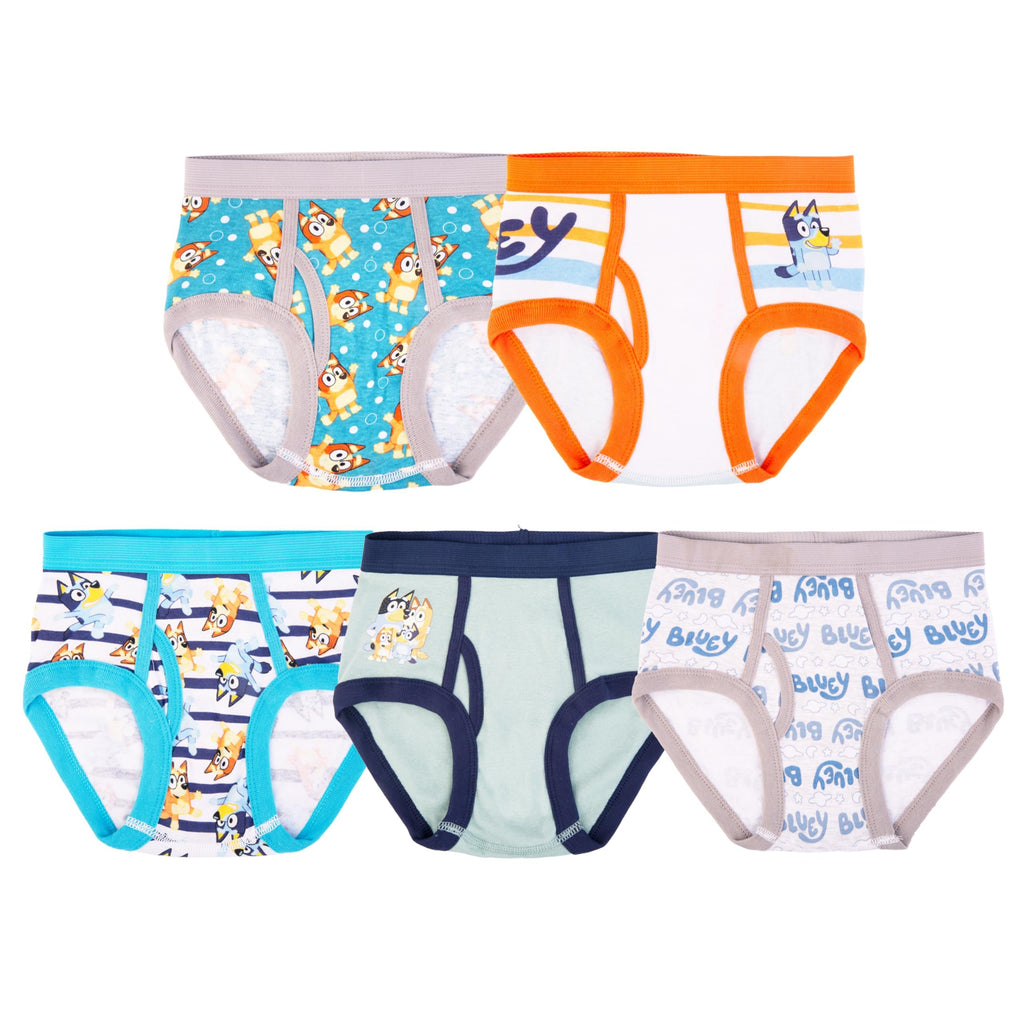 Bluey Boys 100% Combed Cotton Underwear Briefs, Sizes 18M, 2/3T, 4T, 4, 6, and 8, 5-Pack