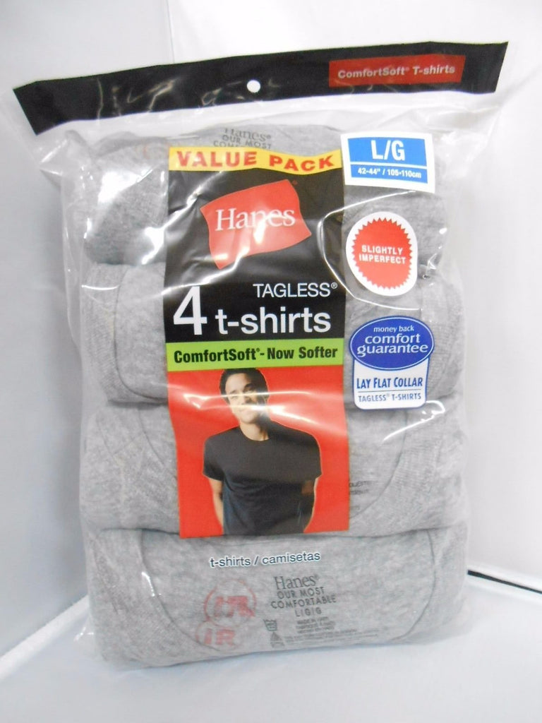 Hanes Men's Crew Neck T-Shirts 4-Pack Sizes M-2X Black Slightly Imperfect