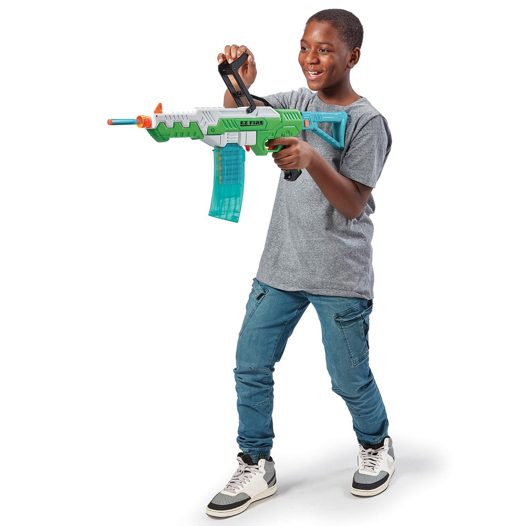 Air Warriors: EZ Fire Blaster - Rifle Dart Blaster, 20 Accu-Blast Darts & Banana Clip, EZ Shot Technology, Shotts Up to 80ft, Kids Toy, Ages 6+