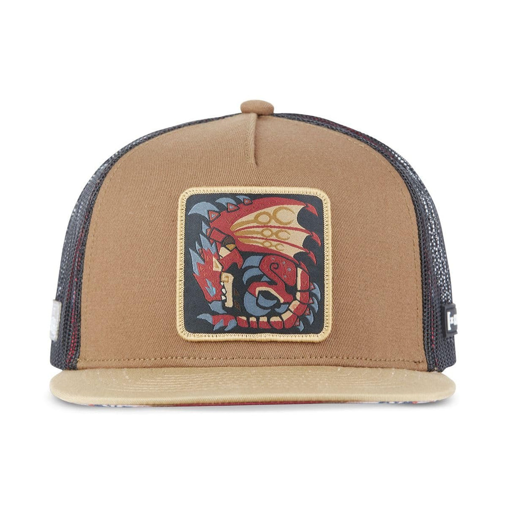 [X] CAPSLAB Trucker Hat Monster Hunter One Size Fits All Embroided Patch Flat Bill Hat Breathable Mesh