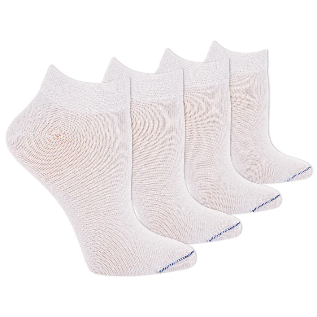 Dr. Scholl's Women's 4 Pack Diabetic & Circulatory Non-binding Low Cut Casual Sock, Solid White, Shoe Size 4-10 US