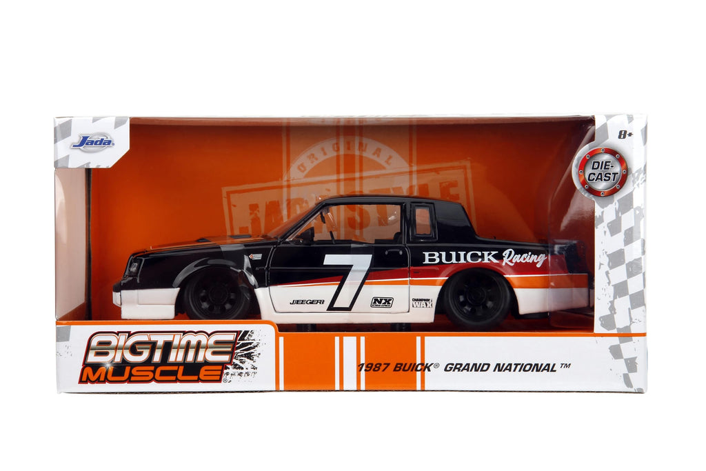 Bigtime Muscle 1:24 1987 Buick Grand National Die-Cast Car, Toys for Kids and Adults(Black/White)