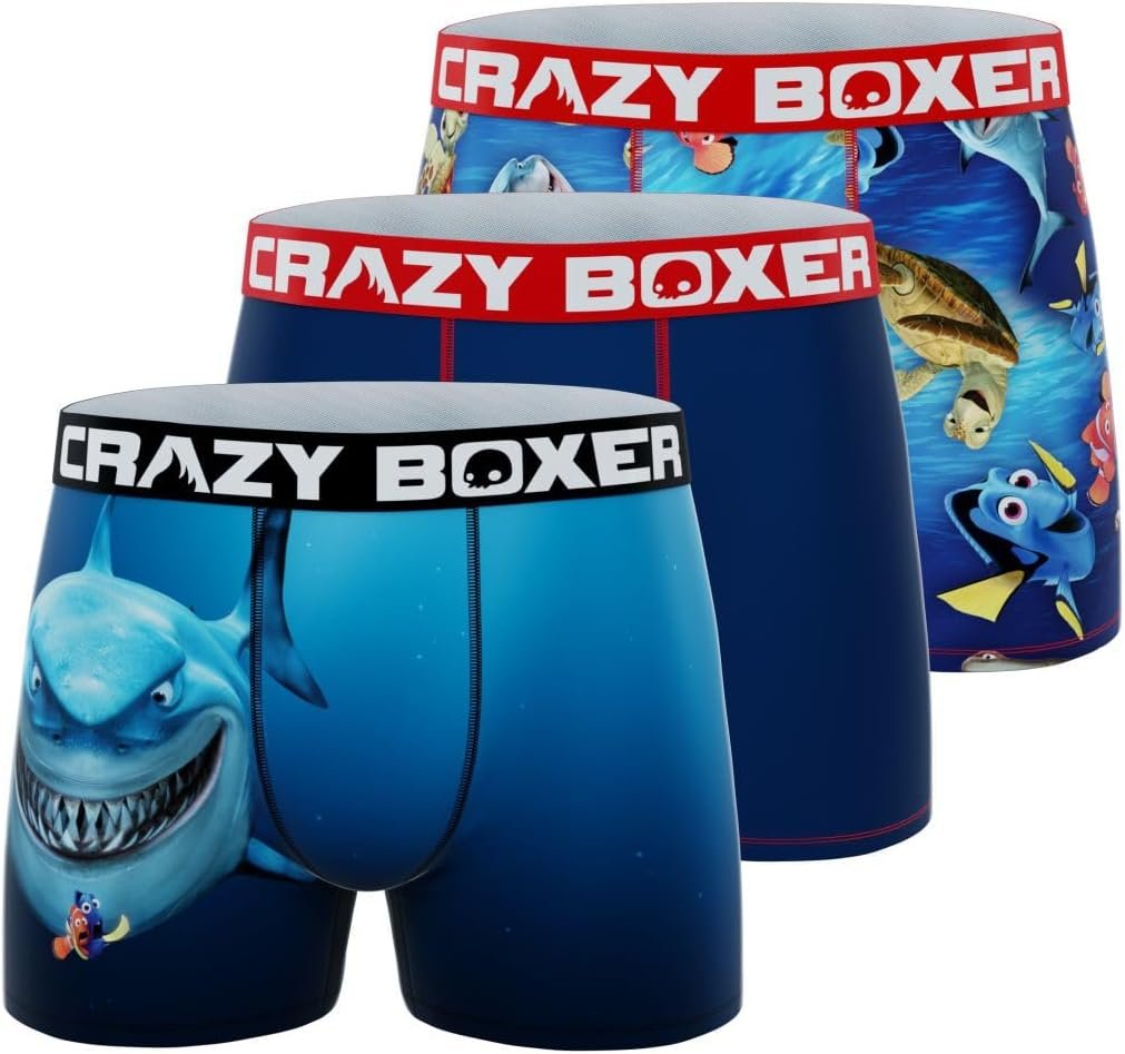 CRAZYBOXER Men's Underwear Disney Classic Original Distortion-free Boxer Brief Soft (3 PACK)