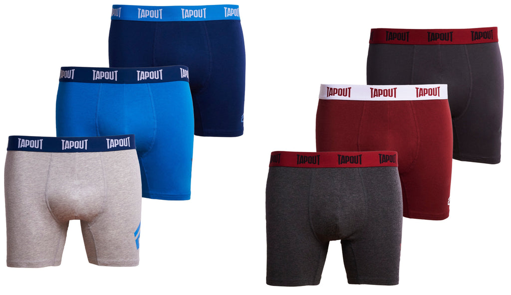 TapouT Mens Athletic Underwear - 6-Pack Stretch Athletic Boxer Briefs Training Breathable Athletic Fit No Fly