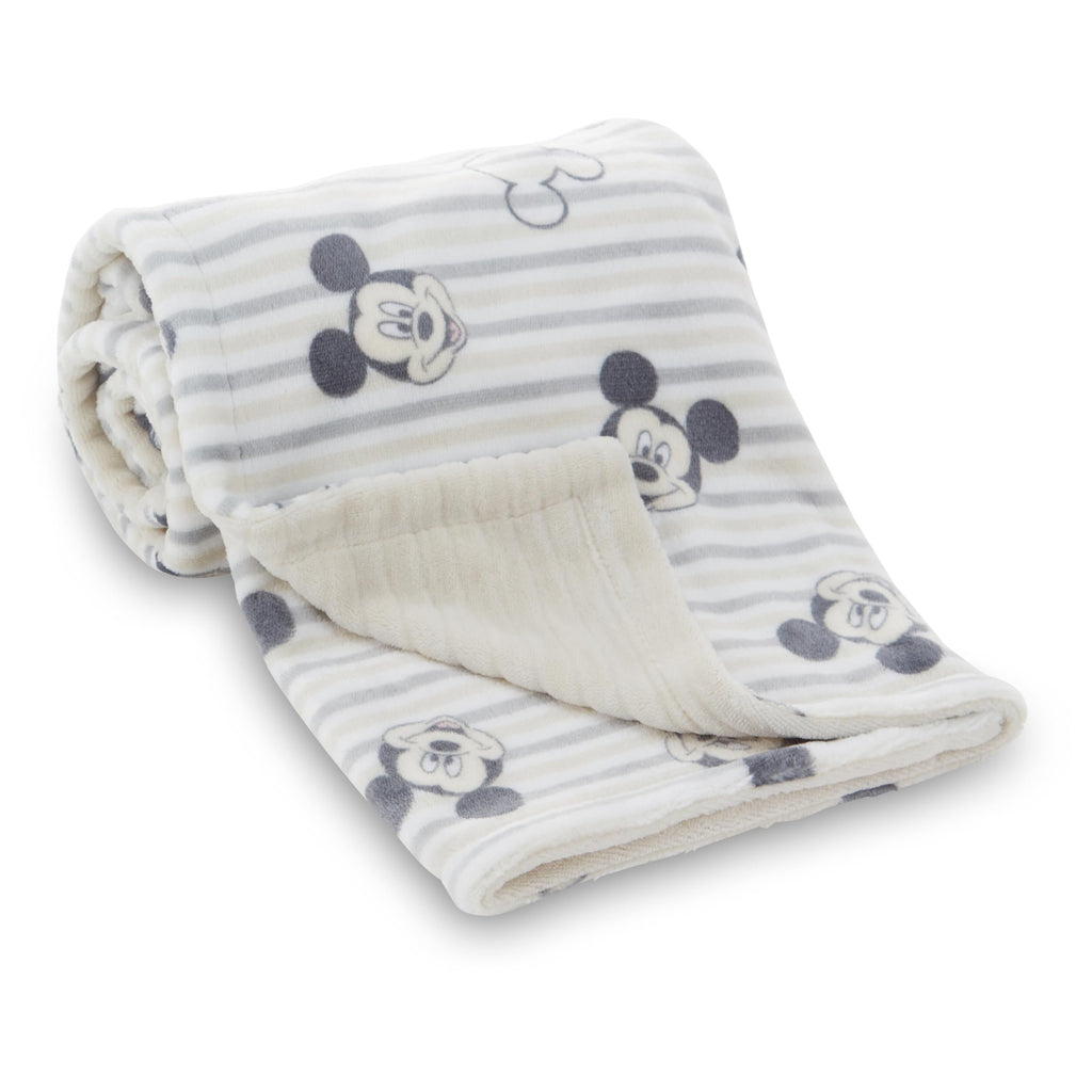 Disney Mickey and Minnie 2-Ply Infant Blanket - Soft Printed Mink Front, Textured Back - Cozy and Warm Baby Blanket for Boys and Girls, 30x40 Inches